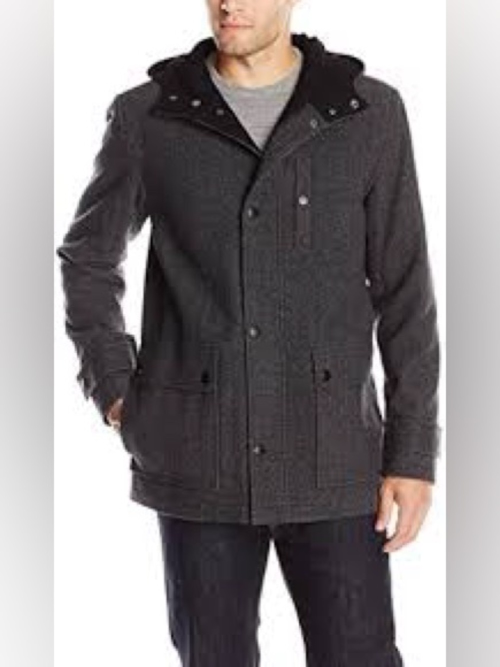 Calvin Klein Wool Blend Jacket Zip Up Inner Layer w/Hood Gray Size 2XL